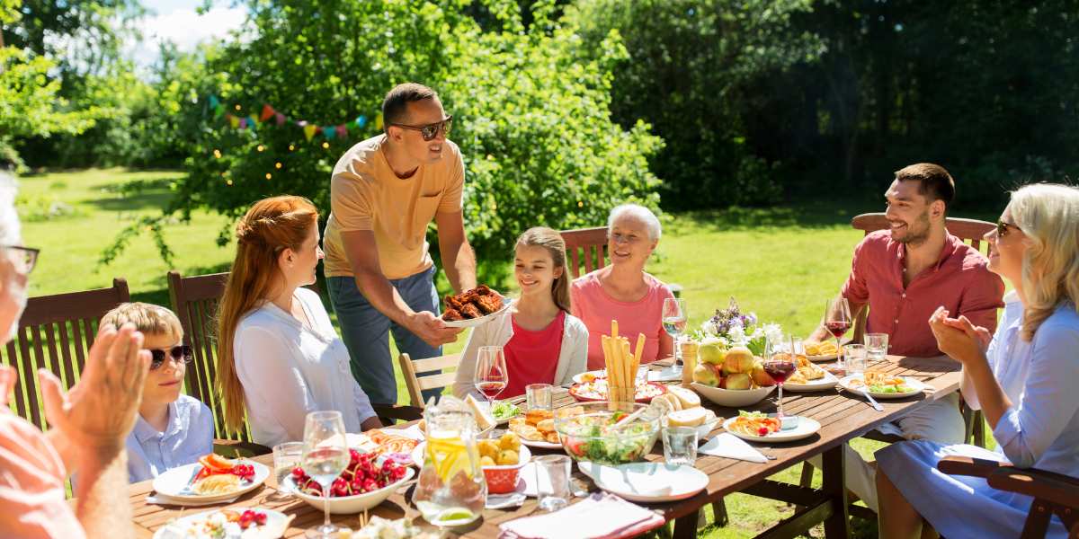 family dinner outside